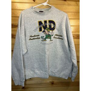 Vintage Notre Dame Savvy Trau & Loevner Fighting Irish Crewneck Gray Made in USA